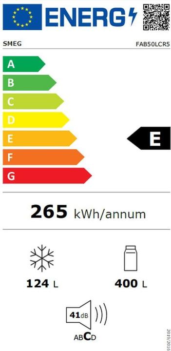 Label énergétique Smeg FAB50LCR5 (524 l)