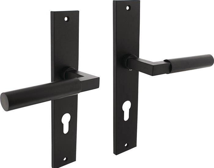 Produktbild Intersteel Langschildschildgarnitur Baustil Zamak F71 schwarz PZ 72 mm DIN links / rechts (Türgarnitur)