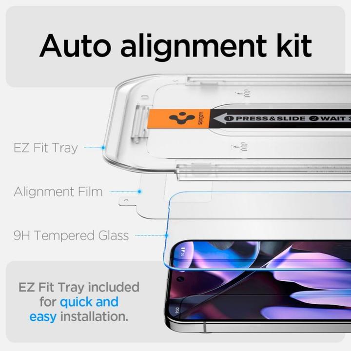 Image du produit Spigen EZ Fit Protecteur d'écran en verre trempé Clear Google Pixel 9 Pro XL 2-Pack (2 pièce(s), Google Pixel 9 Pro XL)