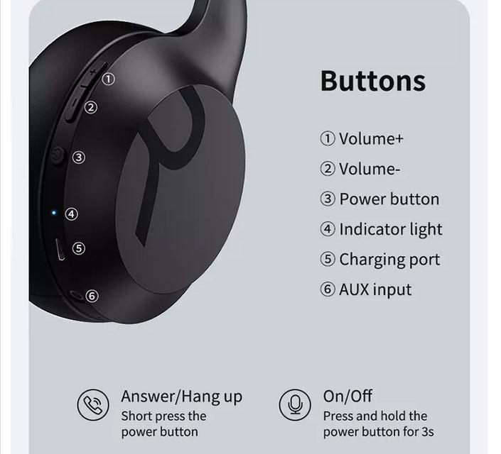 Actual product image PhoneLook Casque Remax RB-660HB sans fil Bluetooth 5.0 Over-Ear wireless HD stereo sound + Pure Bass (10 h, Wireless)
