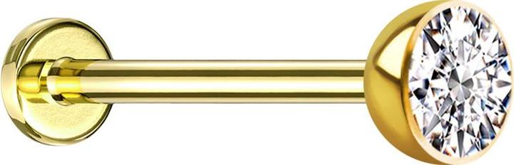 Immagine prodotto Star Piercing Micro Threadless Labret vergoldet Halbkugel mit Kristall silber (senza ottone, Titanio G23)