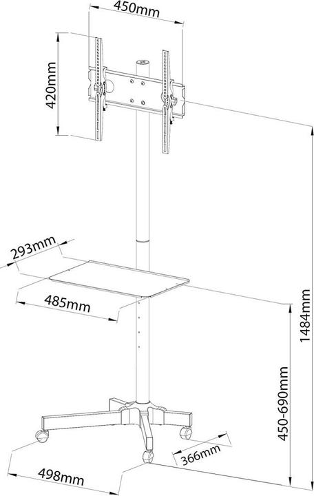 Immagine prodotto Techly Carrello (Universale, 55", 25 kg)
