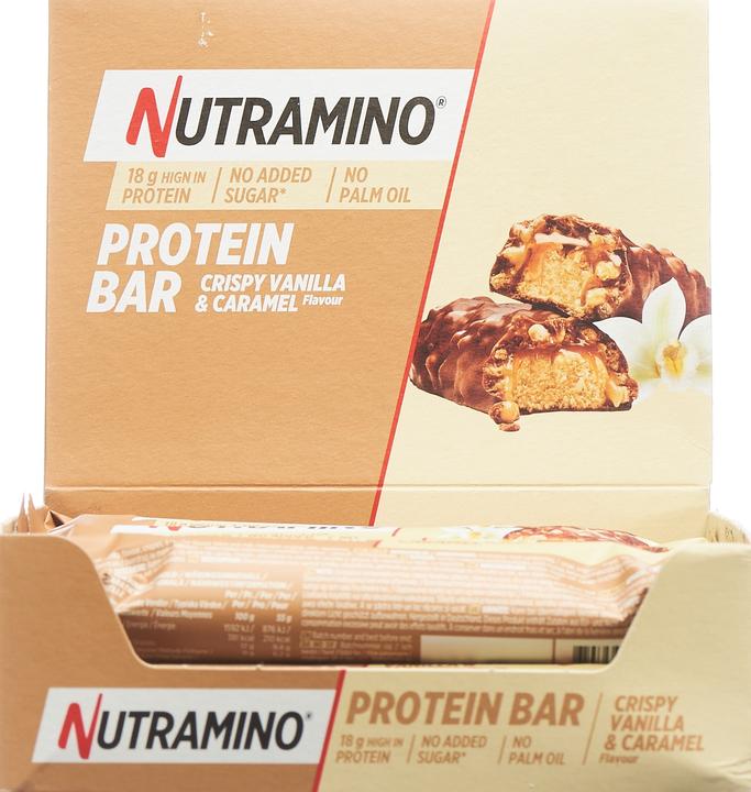 Produktbild Nutramino Crispy Proteinbar Vanilla & Caramel (12x64g) (Vanille, 12 Stk., 660 g)