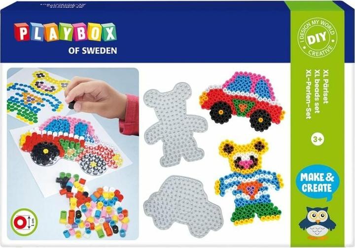 Produktbild Playbox Bügelperlen XL - Auto und Teddybär 600 Stück