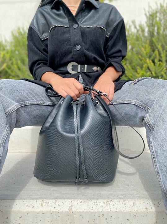 Immagine prodotto Only-Bags.Store Borsa a secchiello in pelle nera, borsa nera, borsa a tracolla, portafoglio in pelle, regalo per te