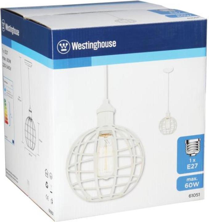 Produktbild Westinghouse Pendelleuchte Kugel Käfig weiss mit 1 Lampe (E27)