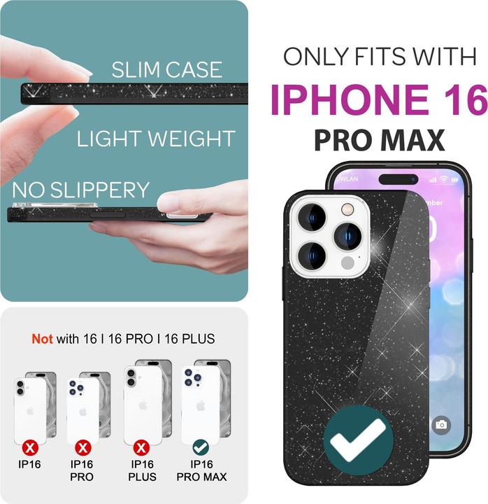 Produktbild Nalia Glitzer Hybrid Hülle (Apple iPhone 16 Pro Max)