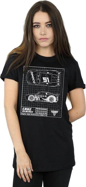 Actual product image Disney Womens/Ladies Cars Cruz Ramirez Blueprint Cotton Boyfriend T-Shirt (XXL)