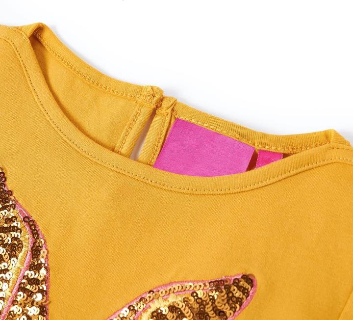 Actual product image VidaXL Children's long-sleeved shirt ochre 128,Material: 95 % cotton. 5 (128)