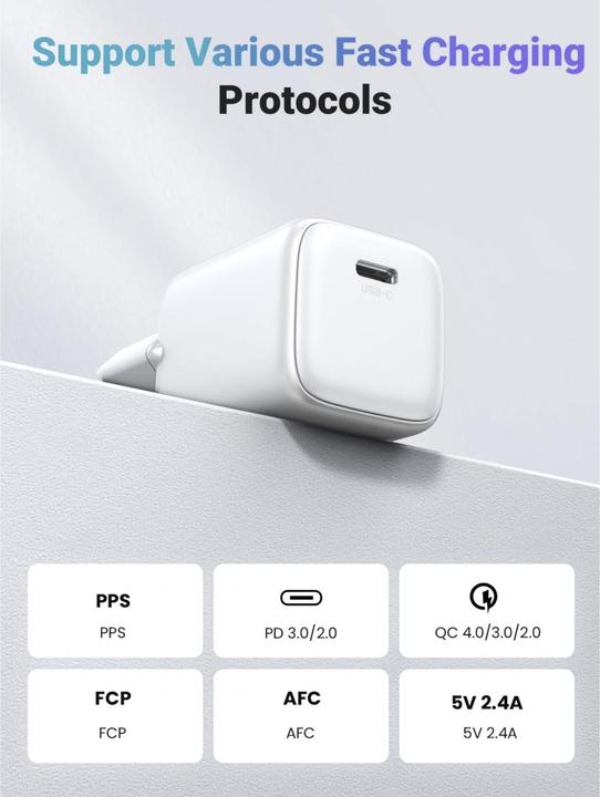Productafbeelding Ugreen Nexode Mini 20W PD GaN Tech Charger Wit (20 W)