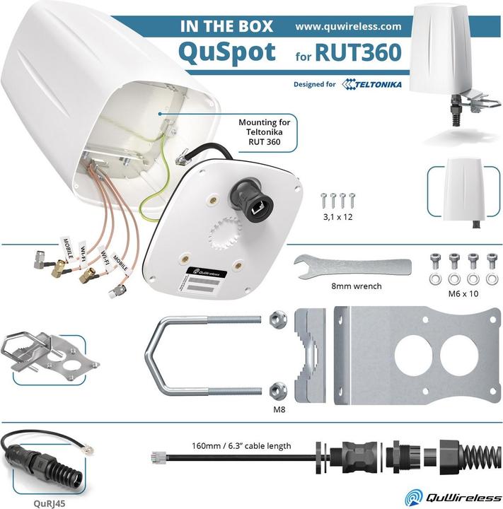 Actual product image Quwireless QuSpot for RUT360 (Antenna adapter)