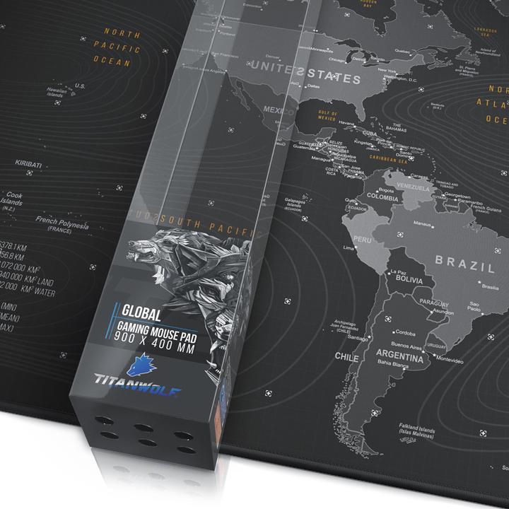 Actual product image Titanwolf Gaming Mouse Pad XXL, smooth fabric, speed mouse mat 900 x 400mm large surface, globe (Wide)