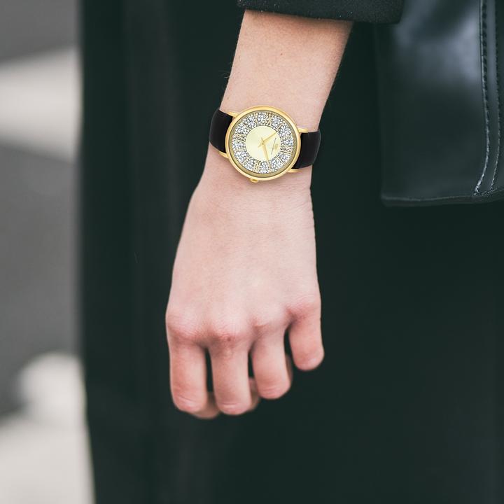 Actual product image Ladies quartz watch Pamina genuine leather black - 23882 (Analogue wristwatch, 36 mm)