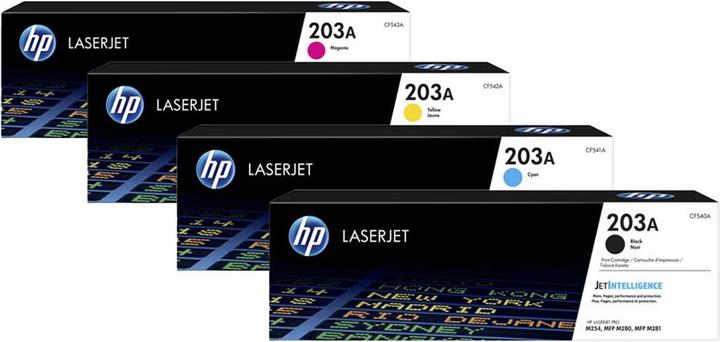 Actual product image HP Original 203A / CF540A SET set with all four colours (M, FC, C, Y)