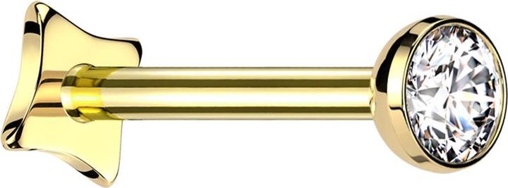 Actual product image Star Piercing Micro Threadless Labret Square gold-plated hemisphere gold-plated crystal silver (Titanium G23, without brass)