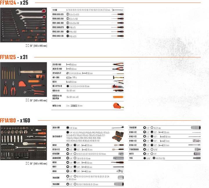 Image du produit Bahco Servante d'atelier à 7 tiroirs et 216 outils (1472K7BKFF15SD) (216 x)