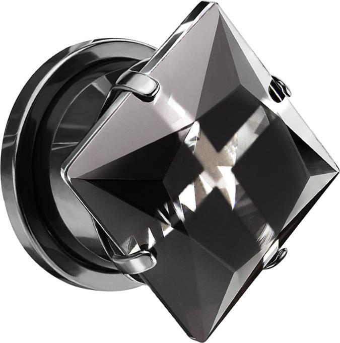 Produktbild Star Piercing Flesh Plug schwarz mit grossem Kristall und Kreuz (ohne Messing, Chirurgenstahl 316L)