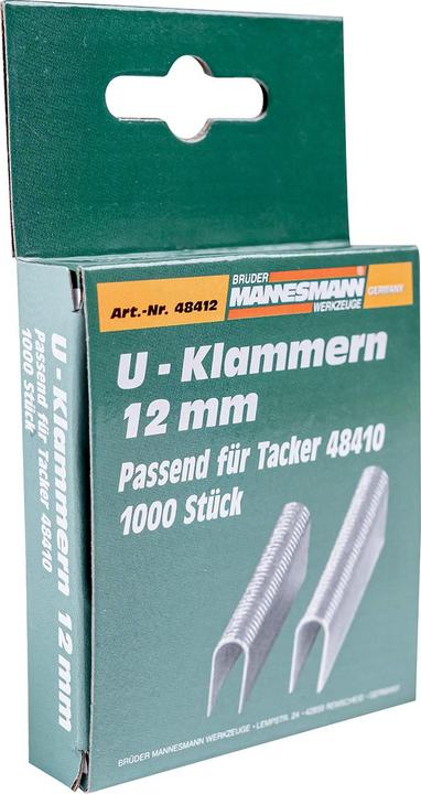 Actual product image Mannesmann Spare staples 12 mm U-shape, for tacker 48410