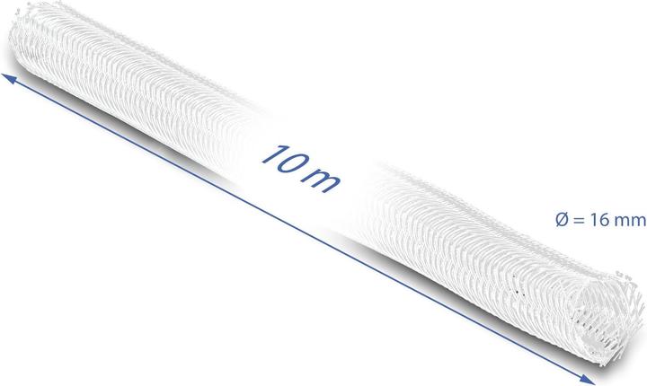 Actual product image Delock Braided hose self closing 10 m x 16 mm white (Cable conduit, 1000 cm)