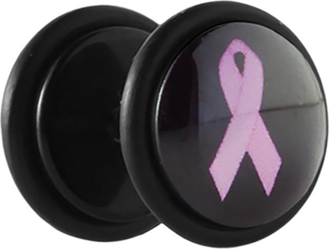 Produktbild Star Piercing Fake Plug schwarz mit Pink Ribbon (Acryl, ohne Messing)
