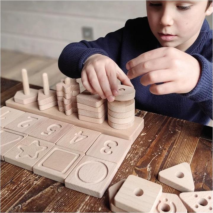 Actual product image Bim-Ba Sensory Geo String Shapes - Sensory Geo String Shapes.shop® Natural (Multilingual)