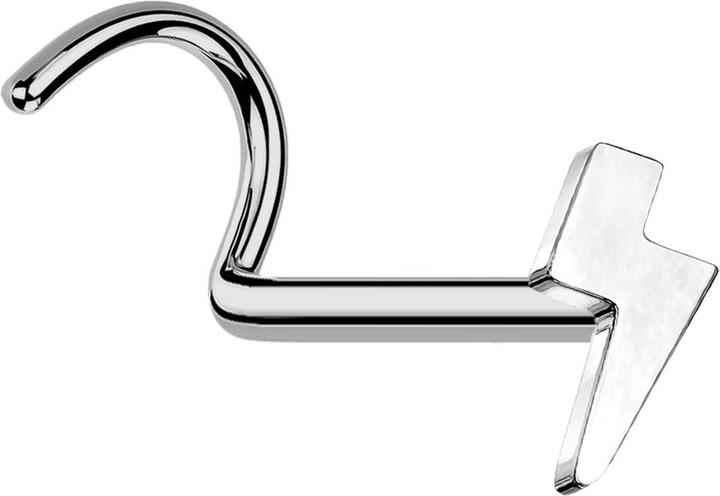 Actual product image Star Piercing Threadless Nasenstecker gebogen silber Blitz silber (without brass, Titanium G23)