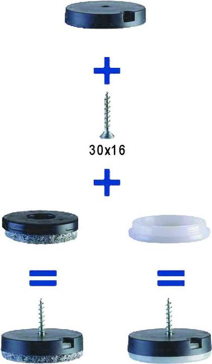 Immagine prodotto Werkstarck Sottopiedini - Basis Modell nera ø 30 (Cursori in plastica, 100 Pezzo/i)