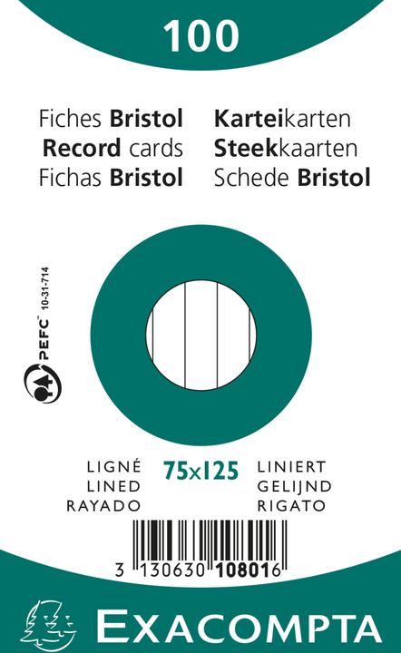 Image du produit Exacompta Fiches (75 x 125 mm, 205 g/m², 100 x)