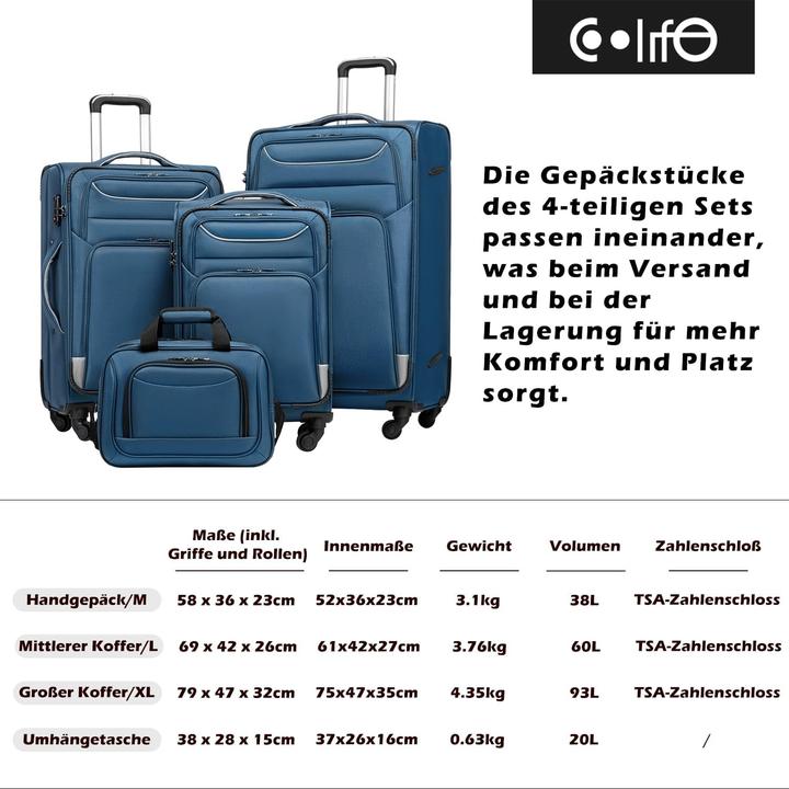 Immagine prodotto Coolife 2-teiliges Handgepäck-Set (Bagaglio a mano (fino a 50 litri))