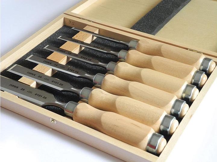 Productafbeelding Narex Beitelset met houten handvatten in houten kist, 6 stuks (26 mm)
