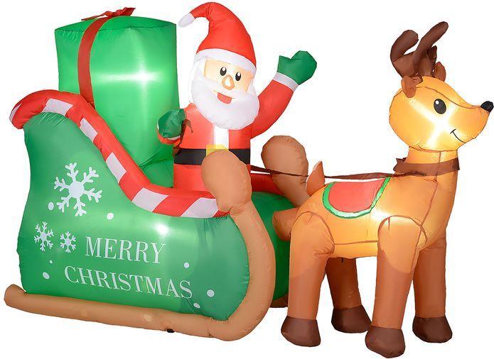 Image du produit Swisshandel24 Aufblasbar Weihnachtsdeko, 2,1 m Weihnachtsmann mit Schlitten & Rentier