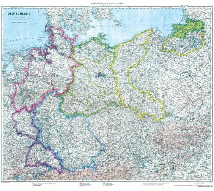 Actual product image Historical map: Germany with occupation zones - 1 September 1945 (plano)