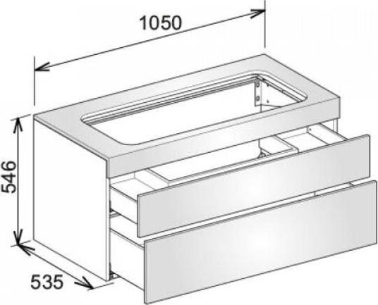 Actual product image Keuco Vanity unit EDITION 400 1050x546x535mm o HL-Boh we h glass ca kl (105 x 53.5 x 54.5 cm)
