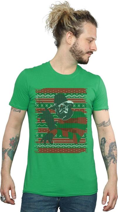 Actual product image Absolute Cult Mens Christmas Fair Isle T-Shirt (S)