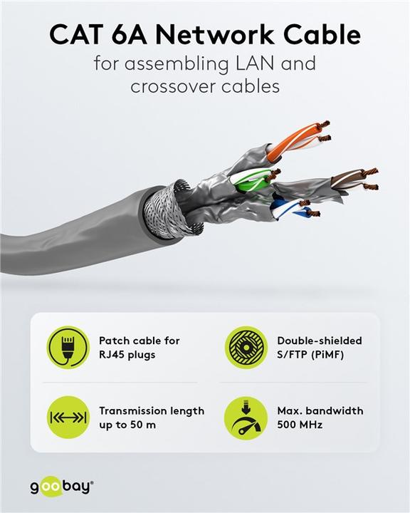 Productafbeelding Goobay Netwerkkabel CAT 6a S/FTP 4 x (S/FTP, CAT6, 50 m)