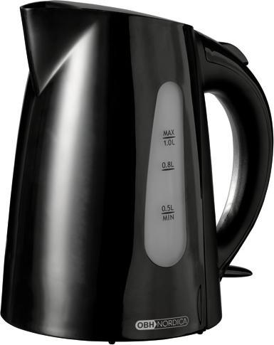 Image du produit OBH Nordica Nemo, 1 L, 2200 W, Noir, Indicateur de niveau d'eau, Sans fil, Filtration (1 l)
