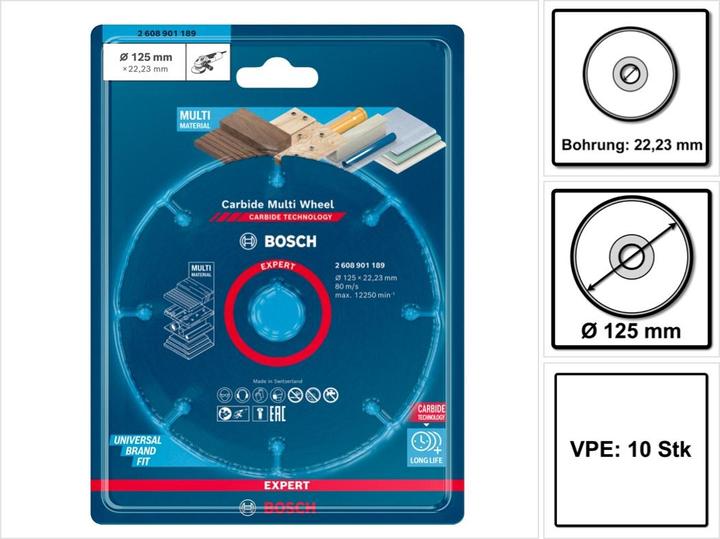 Image du produit Bosch Professional Zubehör Disque à tronçonner Expert Carbide Multi Wheel, 125 mm, 22,23 mm, 10 pcs.