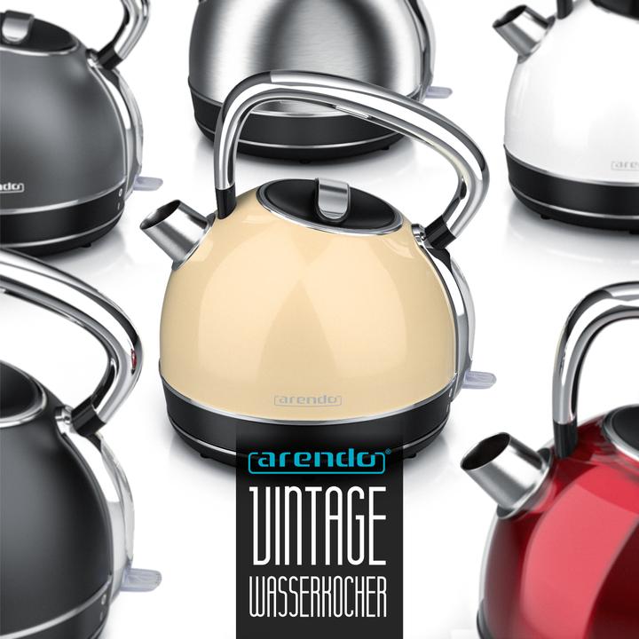 Immagine prodotto Arendo Bollitore da 1,7 l, 2200 W, in acciaio inox stile vintage retrò, protezione contro il (1.70 l)