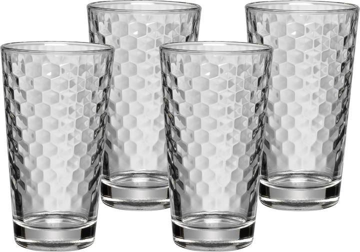 WMF Longdrinkgläser Set 4tlg 275ml Wabenmuster Kristallglas hitzebeständig (0.28 l, 4 x)