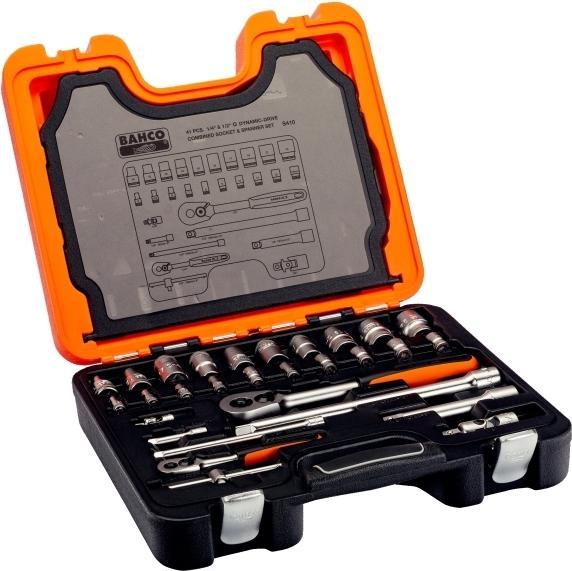 Produktbild Bahco 1/4"- und 1/2"-Steckschlüssel-Satz, metrisch, Sechskant, inklusive Ring-Maulschlüssel-Satz - 41-t
