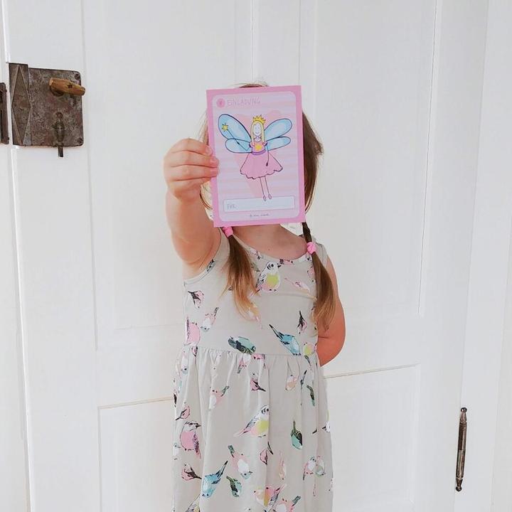 Produktbild 12 Einladungskarten Geburtstag Mädchen (Feen). Handgemachte Einladungskarten Kindergeburtstag incl. (A6, Kariert, Harter Einband)