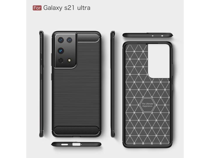 Produktbild Screenguard Samsung Galaxy S21 Ultra Hülle Carbon Brushed Soft TPU (Samsung Galaxy S21 Ultra)