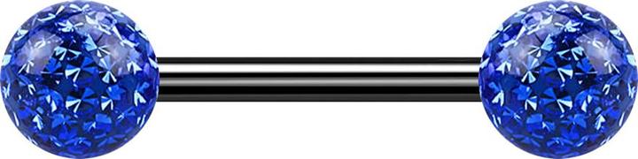Immagine prodotto Star Piercing Barbell nero con due sfere di cristallo blu scuro Strato protettivo epossidico (Titanio G23, senza ottone)