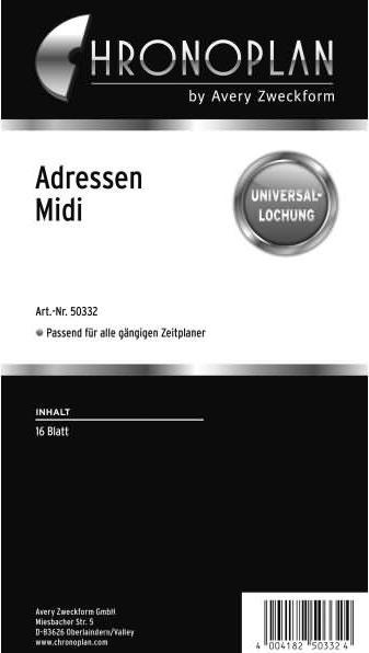 Produktbild Chronoplan Adressen Blatt (Spezial, Deutsch)