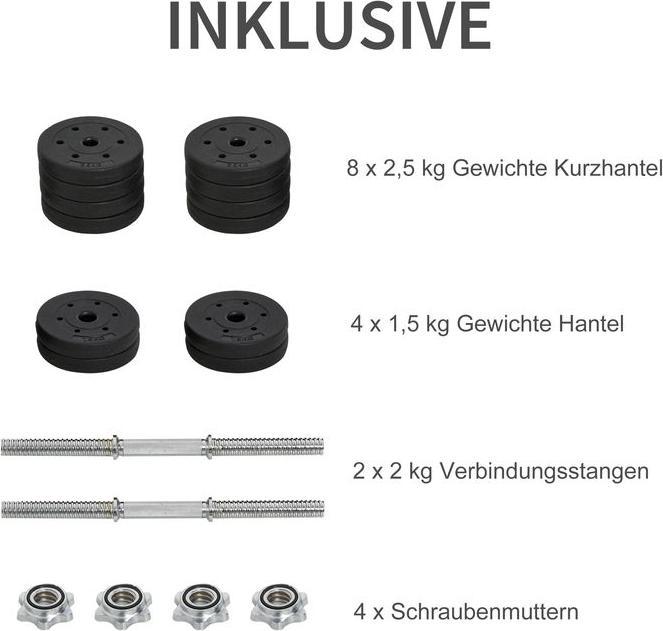 Produktbild Swisshandel24 Kurzhantel Set 30KG Hantelset mit Hantelscheiben für Zuhause Büro Fitnessstudio Stahl PU Schwarz Kra