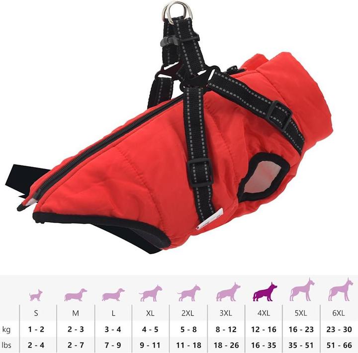 Actual product image VidaXL Dog coat with harness Waterproof Reflective (32, Dog coat)