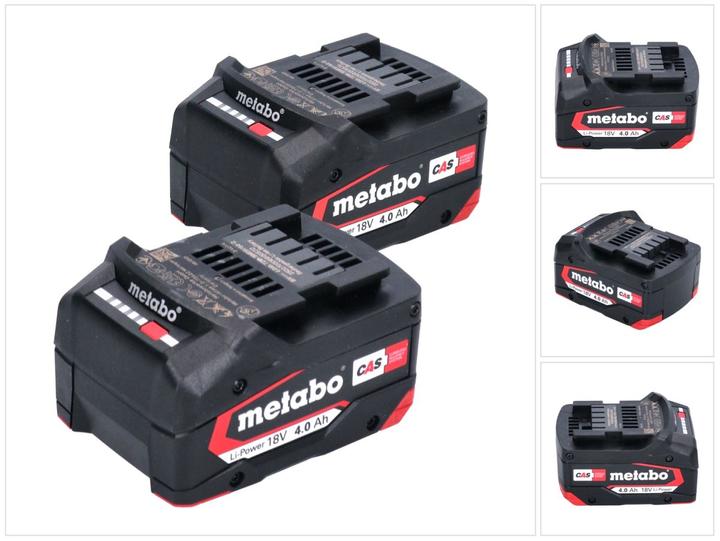 Metabo Kit de batterie 2x bloc de batterie Li-Power 18 V 4,0 Ah CAS Li-Ion ( 2x 625027000 ) avec (18 V)