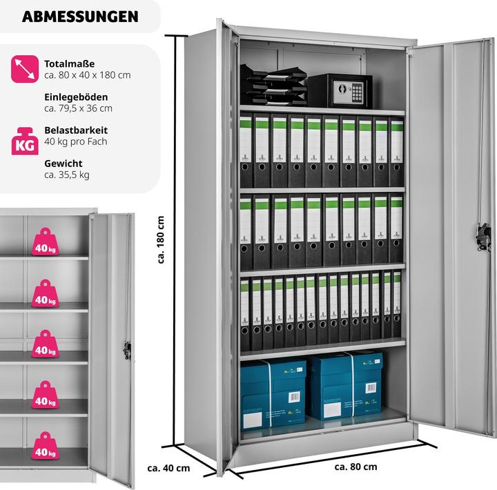 Actual product image tectake Filing cabinet (180 x 80 x 40 cm)