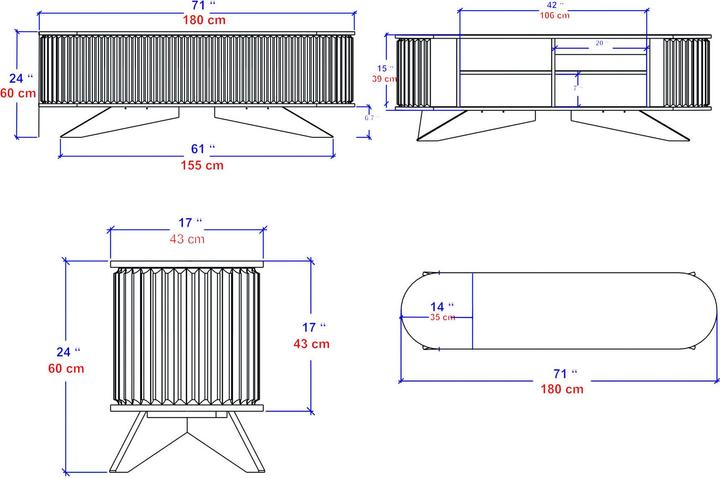 Actual product image Kalune Design Oscar (180 x 43 x 60 cm)