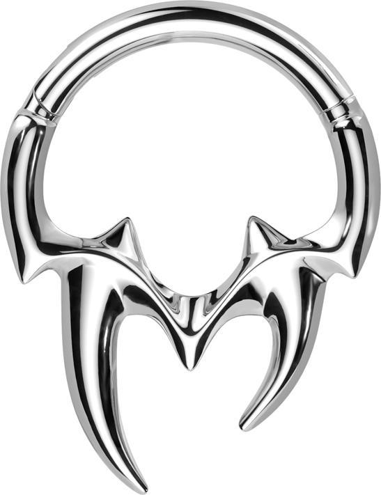 Actual product image Star Piercing Micro segment ring hinged silver stem teeth (Surgical steel 316L)